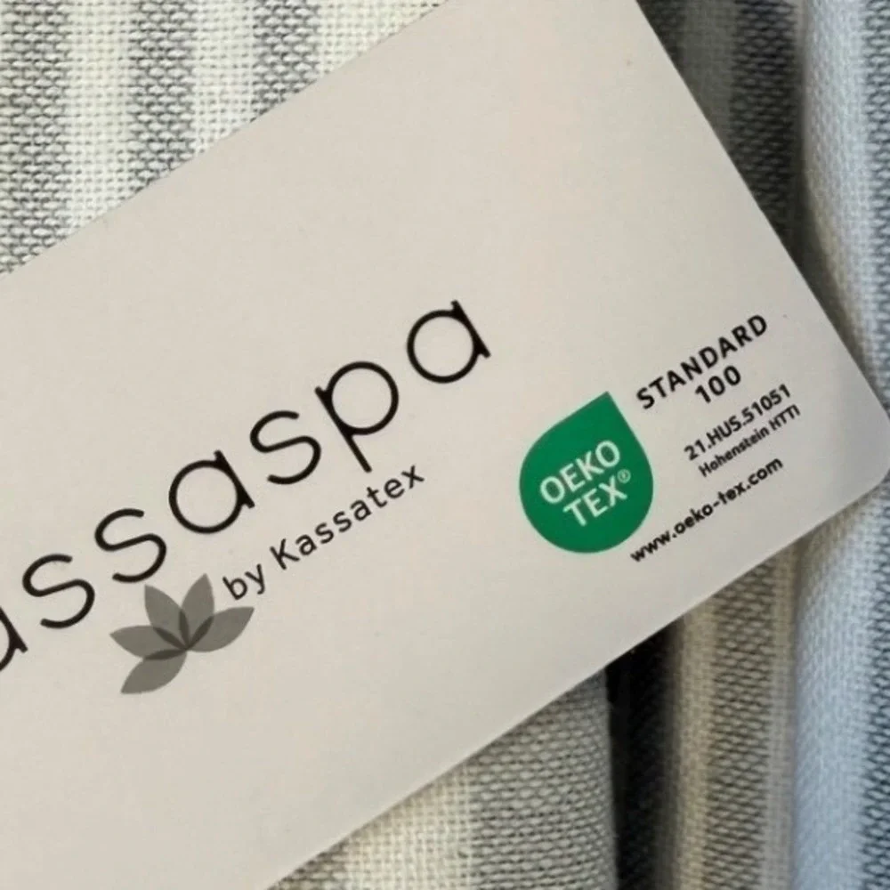 Kassaspa‎ by Kassatex Grey White Striped 100% Cotton Bath Towel Set of 2 NWT